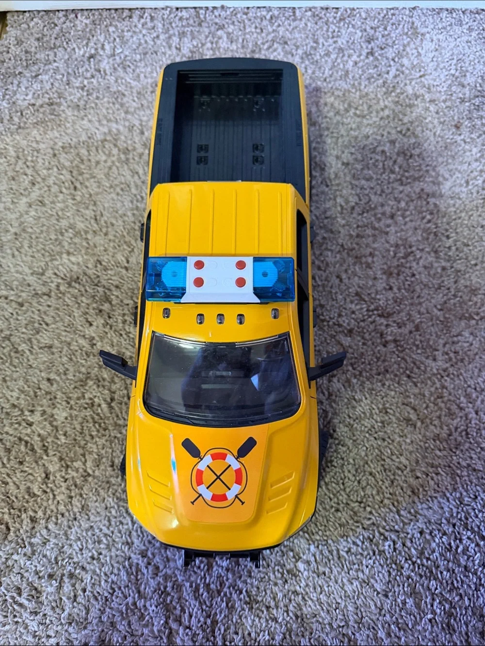 Yellow Lifeguard Rescue Pickup Truck Toy with Blue Light